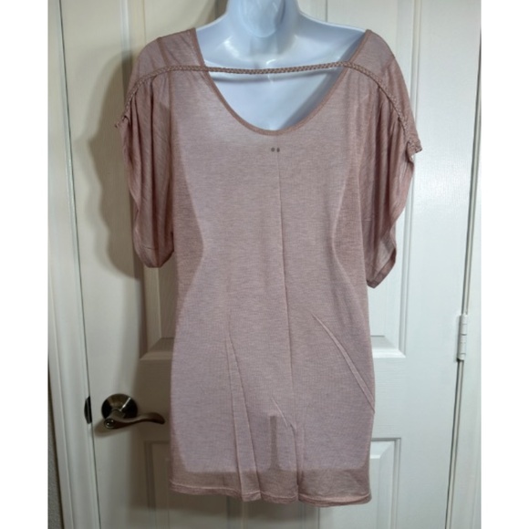 Three Dots Blush Pink Short Sleeve Blouse - Picture 2 of 4